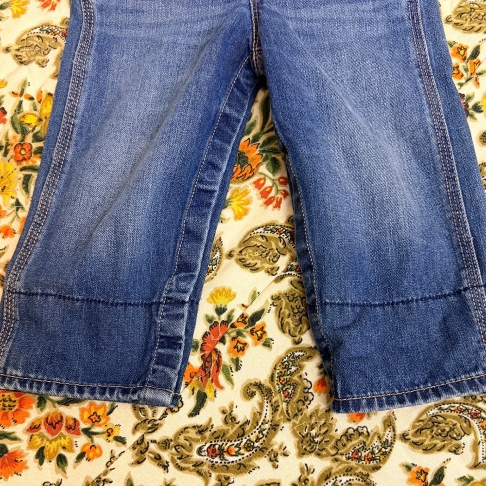 OshKosh Bgosh Denim Overalls‎ Baby Toddler Blue Floral Trim Size 24 Months